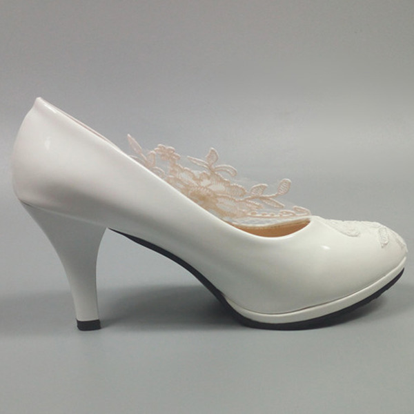 Wedding Shoes Women's Leatherette Stiletto Heel Closed Toe Pumps With Beading