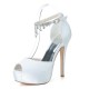 Wedding Shoes Women's Satin Stiletto Heel Peep Toe Platform Pumps Sandals