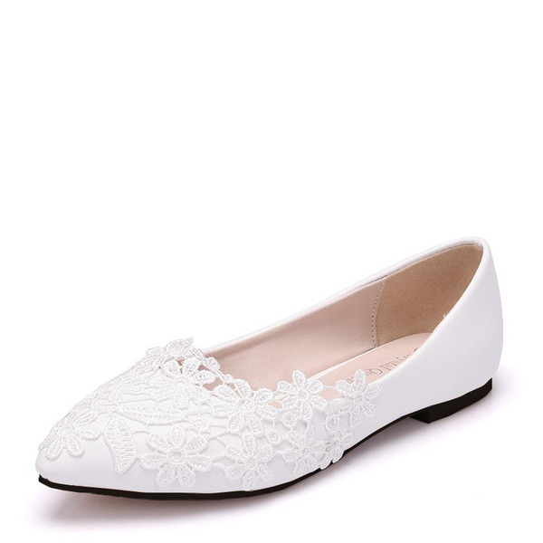 Wedding Shoes Women's Leatherette Flat Heel Closed Toe Flats With Applique