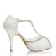 Wedding Shoes Women's Lace Silky Satin Stiletto Heel Peep Toe Platform Pumps