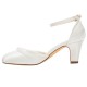 Wedding Shoes Women's Silky Satin Chunky Heel Closed Pumps