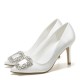 Wedding Shoes Women's Silk Stiletto Heel Closed Toe Pumps With Crystal