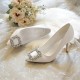 Wedding Shoes Women's Silk Stiletto Heel Closed Toe Pumps With Crystal