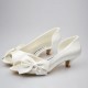 Wedding Shoes Women's Satin Low Heel Peep Toe Sandals With Bowknot