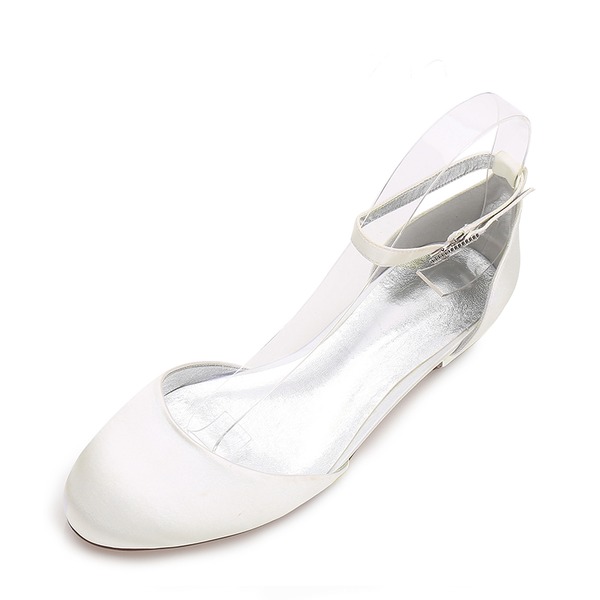 Wedding Shoes Women's Silky Satin Flat Heel Flats Sandals With Buckle