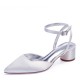 Wedding Shoes Women's Silky Satin Chunky Heel Closed Toe Sandals With Rhinestone