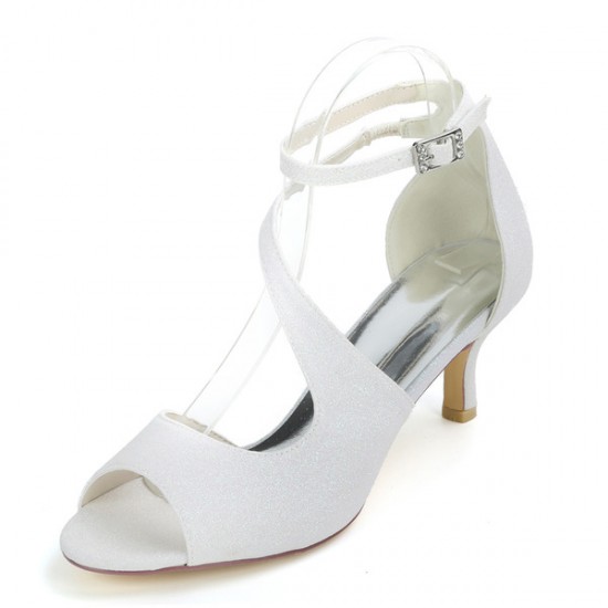 Wedding Shoes Women's Lace Satin Low Heel Sandals 