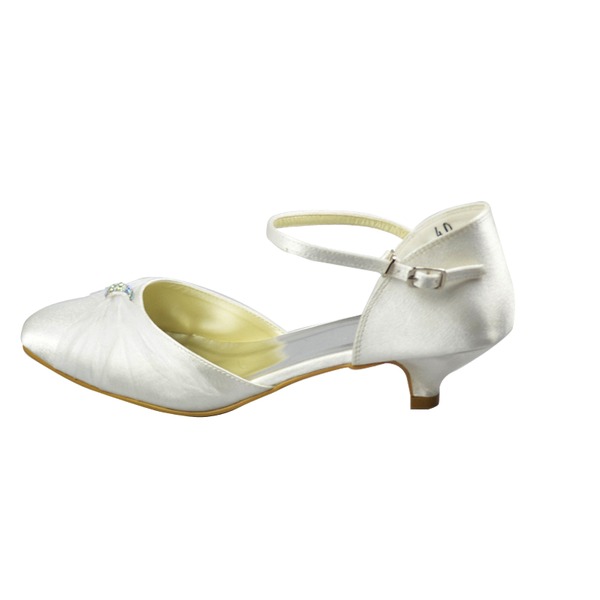 Wedding Shoes Women's Satin Stiletto Heel Closed Toe Pumps With Buckle Rhinestone