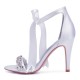 Wedding Shoes Women's Silky Satin Stiletto Heel Peep Toe Pumps Sandals With Bowknot