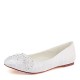 Wedding Shoes Women's Lace Silky Satin Flat Heel Closed Toe Flats With Sequins Sewing