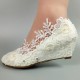 Wedding Shoes Women's Leatherette Wedge Heel Closed Toe Wedges With Sewing Lace