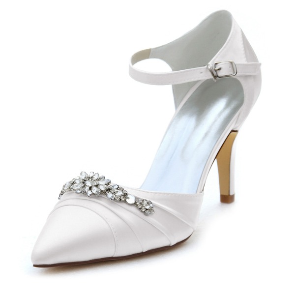 Wedding Shoes Women's Silky Satin Stiletto Heel Closed Toe Pumps