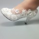 Wedding Shoes Women's Leatherette Stiletto Heel Closed Pumps With Beading Sewing Lace