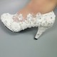 Wedding Shoes Women's Leatherette Stiletto Heel Closed Pumps With Beading Sewing Lace