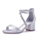 Wedding Shoes Women's Lace Chunky Heel Sandals With Rhinestone Zipper