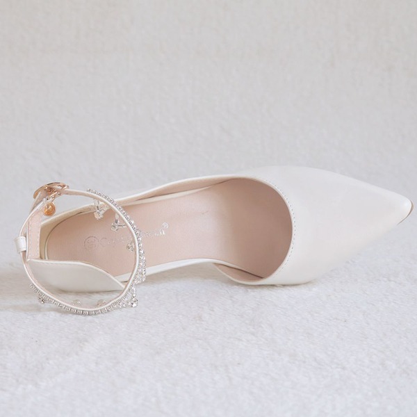Wedding Shoes Women's Leatherette Spool Heel Closed Toe Pumps With Tassel