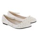Wedding Shoes Women's Patent Leather Flat Heel Closed Toe Flats With Imitation Pearl Applique
