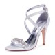 Wedding Shoes Women's Silky Satin Stiletto Heel Peep Toe Pumps Sandals With Rhinestone