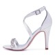 Wedding Shoes Women's Silky Satin Stiletto Heel Peep Toe Pumps Sandals With Rhinestone