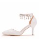 Wedding Shoes Women's Leatherette Stiletto Heel Closed Toe Pumps Sandals Mary Jane With Pearl 