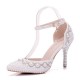 Wedding Shoes Women's Leatherette Stiletto Heel Closed Toe Pumps With Pearl Rhinestone