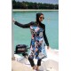 Mayo burkini Marina Black Women's Floral Patterned Design Hijab Swimsuit M2265
