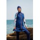 Mayo burkini Marina Navy Blue Women's Pattern Detailed Design Hijab Swimsuit M2267