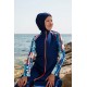 Mayo burkini Marina Navy Blue Women's Pattern Detailed Design Hijab Swimsuit M2267