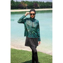 Mayo burkini Marina Black Women's Line Pattern Design Hijab Swimsuit M2273