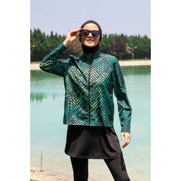 Mayo burkini Marina Black Women's Line Pattern Design Hijab Swimsuit M2273