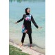 Mayo burkini Marina Women's Black Floral Patterned Design Hijab Swimsuit M2224