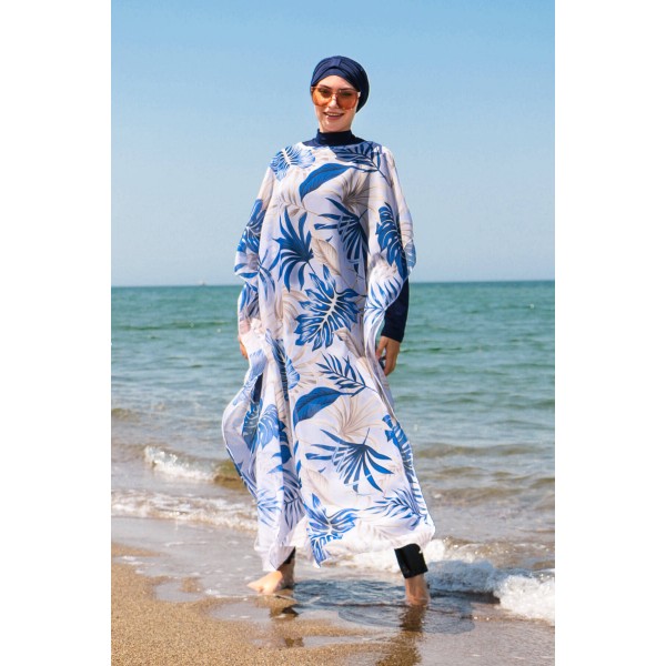 burkini cover Marina Hijab Swimwear Leaf Patterned Kaftan Kimono Pareo P2103