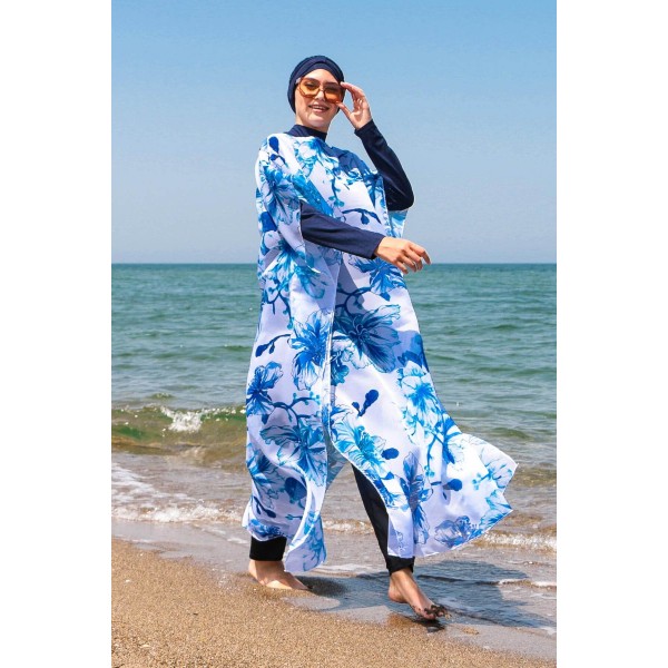 burkini cover Marina Hijab Swimwear Floral Patterned Kaftan Kimono Pareo P2108