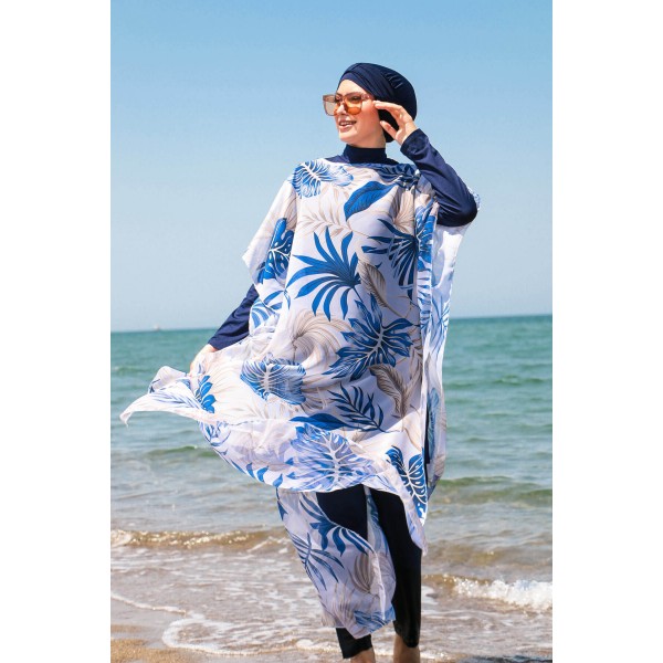 burkini cover Marina Hijab Swimwear Leaf Patterned Kaftan Kimono Pareo P2103