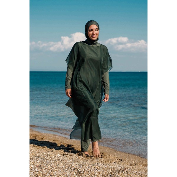 burkini cover Marina Hijab Swimsuit Over Kaftan Kimono Pareo P2202-Khaki