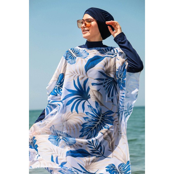 burkini cover Marina Hijab Swimwear Leaf Patterned Kaftan Kimono Pareo P2103