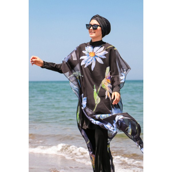 burkini cover Marina Hijab Swimwear Floral Patterned Kaftan Kimono Pareo P2105