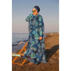 burkini cover Marina Hijab Swimwear Leaf Patterned Kaftan Kimono Pareo P2106