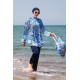 Mayo burkini Marina Navy Blue Tile Pattern Design Fully Covered Hijab Swimsuit 1950