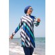 Mayo burkini Marina Navy Blue Striped Design Fully Covered Hijab Swimsuit 1953