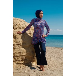 Mayo burkini  Rivamera Pattern Detailed Hijab Swimsuit R1104