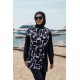 Mayo burkini Rivamera Black Pattern Detailed Hijab Swimsuit R1113