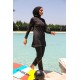Mayo burkini  Rivamera Women's Black Stripe Detailed Design Hijab Swimsuit R1122
