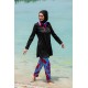 Mayo burkini Rivamera Black Pattern Detailed Hijab Swimsuit R1108