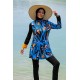 Mayo burkini Rivamera Black Pattern Detailed Hijab Swimsuit R1103