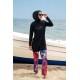 Mayo burkini Rivamera Black Pattern Detailed Hijab Swimsuit R1107