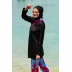 Mayo burkini Rivamera Black Pattern Detailed Hijab Swimsuit R1108