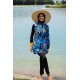Mayo burkini Rivamera Black Pattern Detailed Hijab Swimsuit R1103