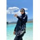 Mayo burkini Marina Black Women's Pattern Detailed Design Hijab Swimsuit M2277