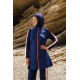 Mayo burkini Marina Navy Blue Women's Zipper Detailed Patterned Design Hijab Swimsuit M2270